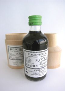 A bottle of chartreuse elixir